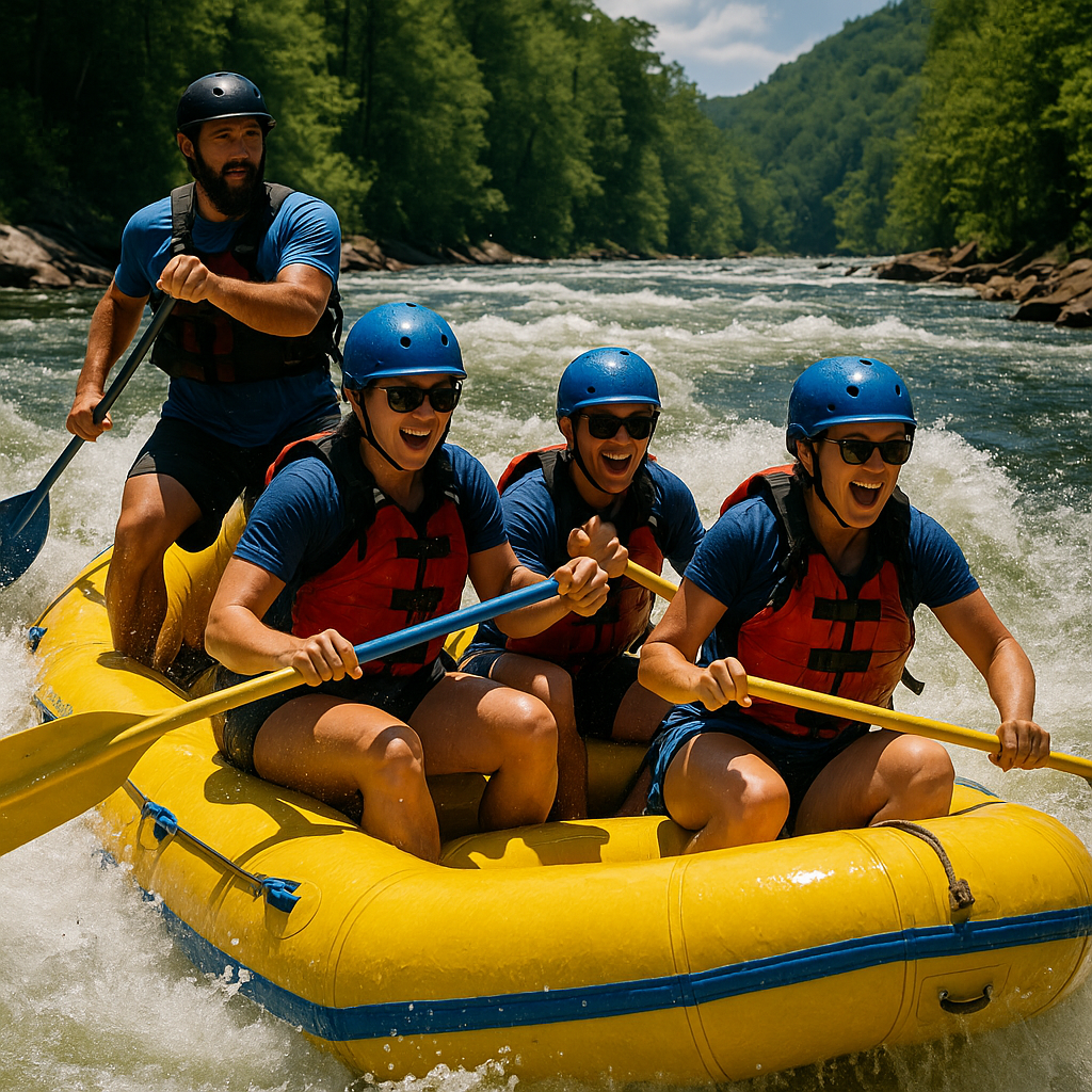 Group rafting down the Middle Ocoee