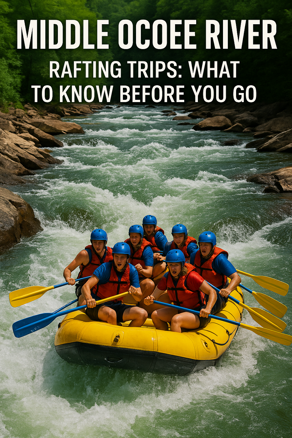 Raft navigating Class III rapid on the Middle Ocoee River